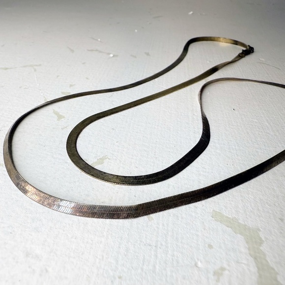 Vintage Marked 925 Sterling Silver Thick Heavy Flat Snake Chain MADE IN ITALY - Picture 1 of 6